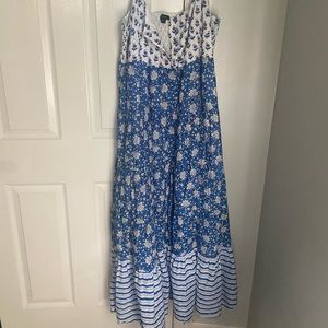 J Crew Blue/ White Tiered Dress